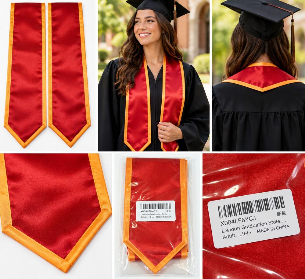 Red & Gold Graduation Stole – Satin Finish